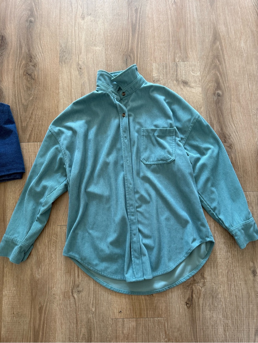 Teal Button-Up Corduroy Shirt